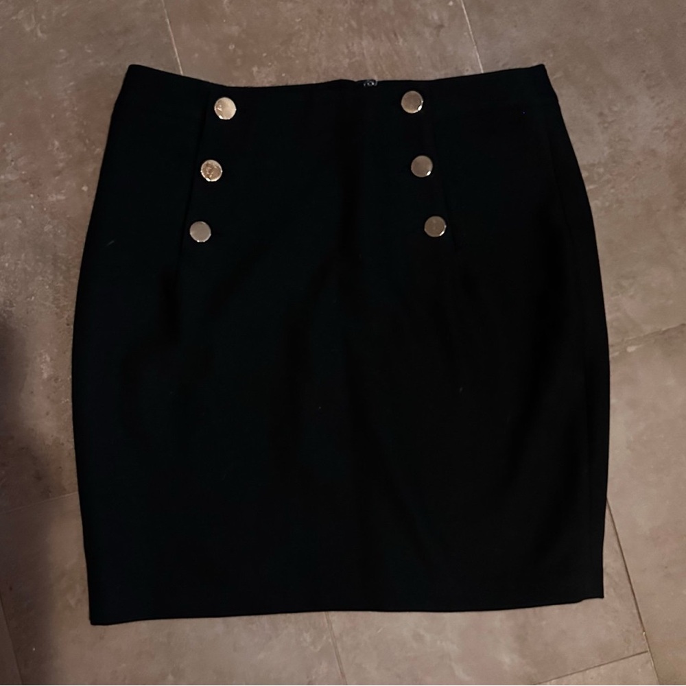 H&M Black Pencil Skirt with Gold Buttons
